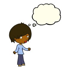 cartoon confused woman with thought bubble N50