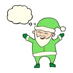 cartoon santa claus with thought bubble N112