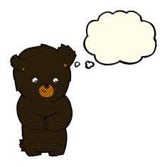 cute cartoon black bear with thought bubble N47
