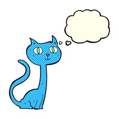 cartoon cat with thought bubble N21