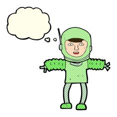 cartoon astronaut with thought bubble N67