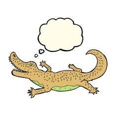 cartoon crocodile with thought bubble N23