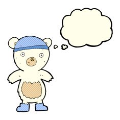 cartoon cute polar bear with thought bubble N40