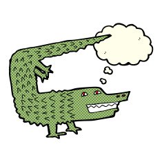 cartoon crocodile with thought bubble N24