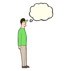 cartoon tall man with thought bubble N5