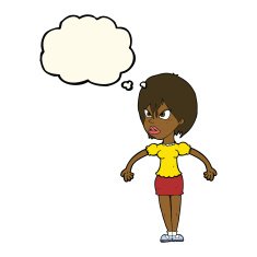 Cartoon Annoyed Woman With Thought Bubble N108