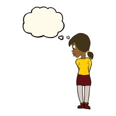 cartoon pretty girl with thought bubble N59