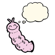 cartoon caterpillar with thought bubble N6