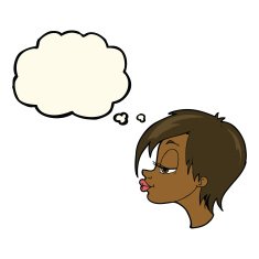 cartoon pretty woman with thought bubble N160