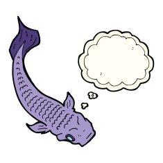 cartoon fish with thought bubble N49