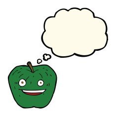 cartoon apple with thought bubble N22