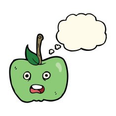 cartoon apple with thought bubble N23