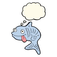 cartoon fish with thought bubble N50