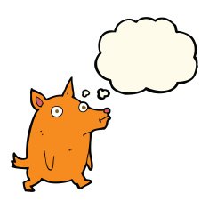 cartoon funny little dog with thought bubble N11