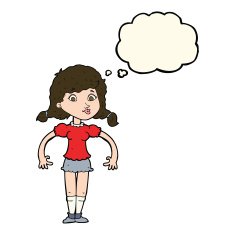 cartoon pretty girl with thought bubble N63