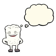 cartoon tooth looking smug with thought bubble N10