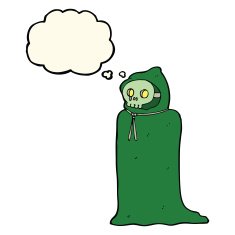 cartoon spooky halloween costume with thought bubble N13
