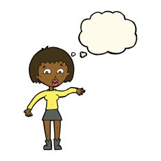 cartoon surprised woman with thought bubble N152