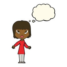 cartoon woman with open arms thought bubble N63