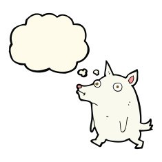 Cartoon funny little dog with thought bubble N12 free image download