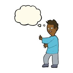 cartoon shocked man with thought bubble N68