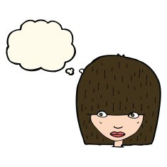 cartoon staring woman with thought bubble N33