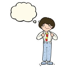 cartoon man wearing braces with thought bubble N8