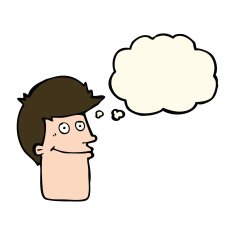 cartoon smiling man with thought bubble N18