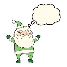 cartoon happy santa claus with thought bubble N19