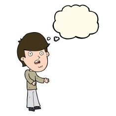 cartoon shocked man with thought bubble N70