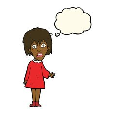 cartoon shocked woman with thought bubble N57