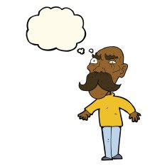 cartoon angry old man with thought bubble N85