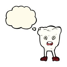 cartoon tooth with thought bubble N10