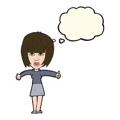 Cartoon Annoyed Woman With Thought Bubble N113