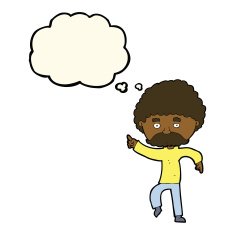 cartoon seventies style man disco dancing with thought bubble N7