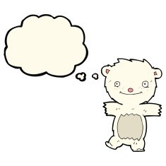 cartoon polar bear cub with thought bubble N46