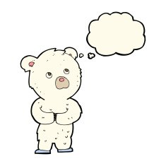 cartoon polar bear cub with thought bubble N47