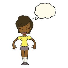 cartoon pretty woman with thought bubble N164