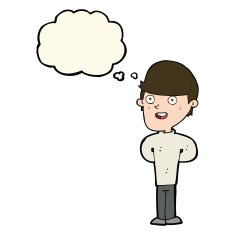 cartoon happy man with thought bubble N273