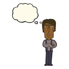 cartoon angry man with thought bubble N54