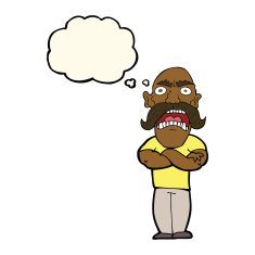 cartoon angry man with thought bubble N56