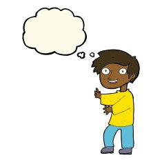 cartoon excited boy with thought bubble N92