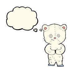 cartoon teddy polar bear cub with thought bubble N8