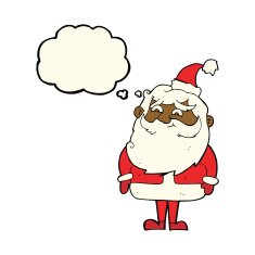 cartoon santa claus with thought bubble N113