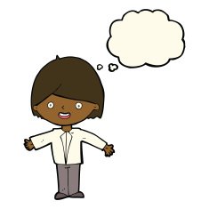 cartoon happy man with thought bubble N279