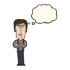 cartoon angry man with thought bubble N57