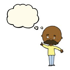 cartoon bald man with idea thought bubble N13