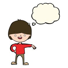 cartoon happy man with thought bubble N283