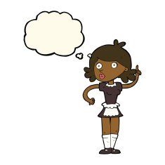 cartoon surprised maid with thought bubble N7