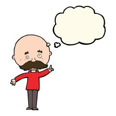 cartoon bald man with idea thought bubble N14